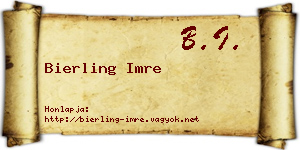 Bierling Imre névjegykártya